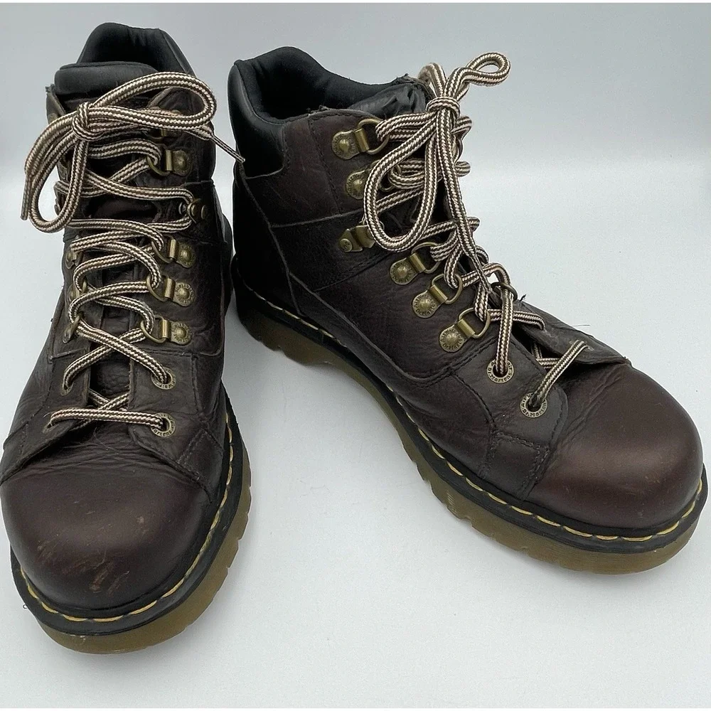 Dr. Doc Martens Boots Brown DM Leather Work (11303) Chunky AW004 Men's 11 US Y2K